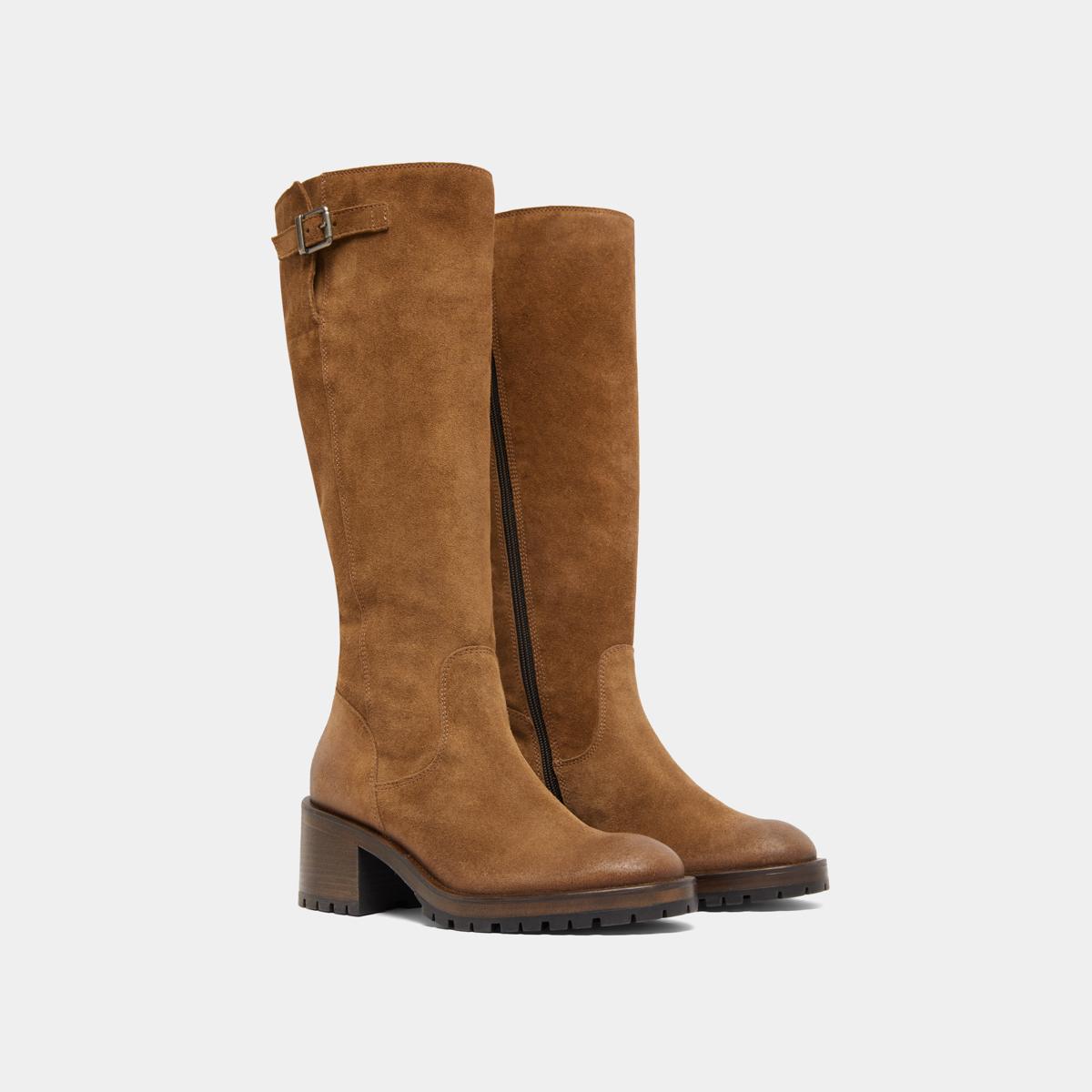 Bottes &agrave; semelles crant&eacute;es in taupe suede | CECILIEN