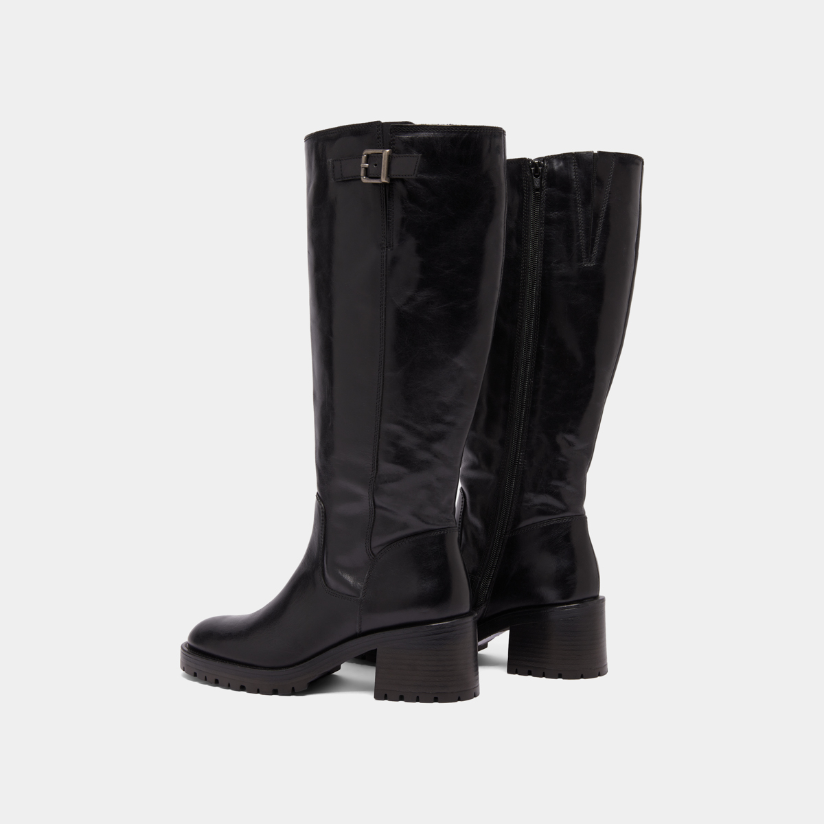Bottes à semelles crantées in black leather | CECILIEN