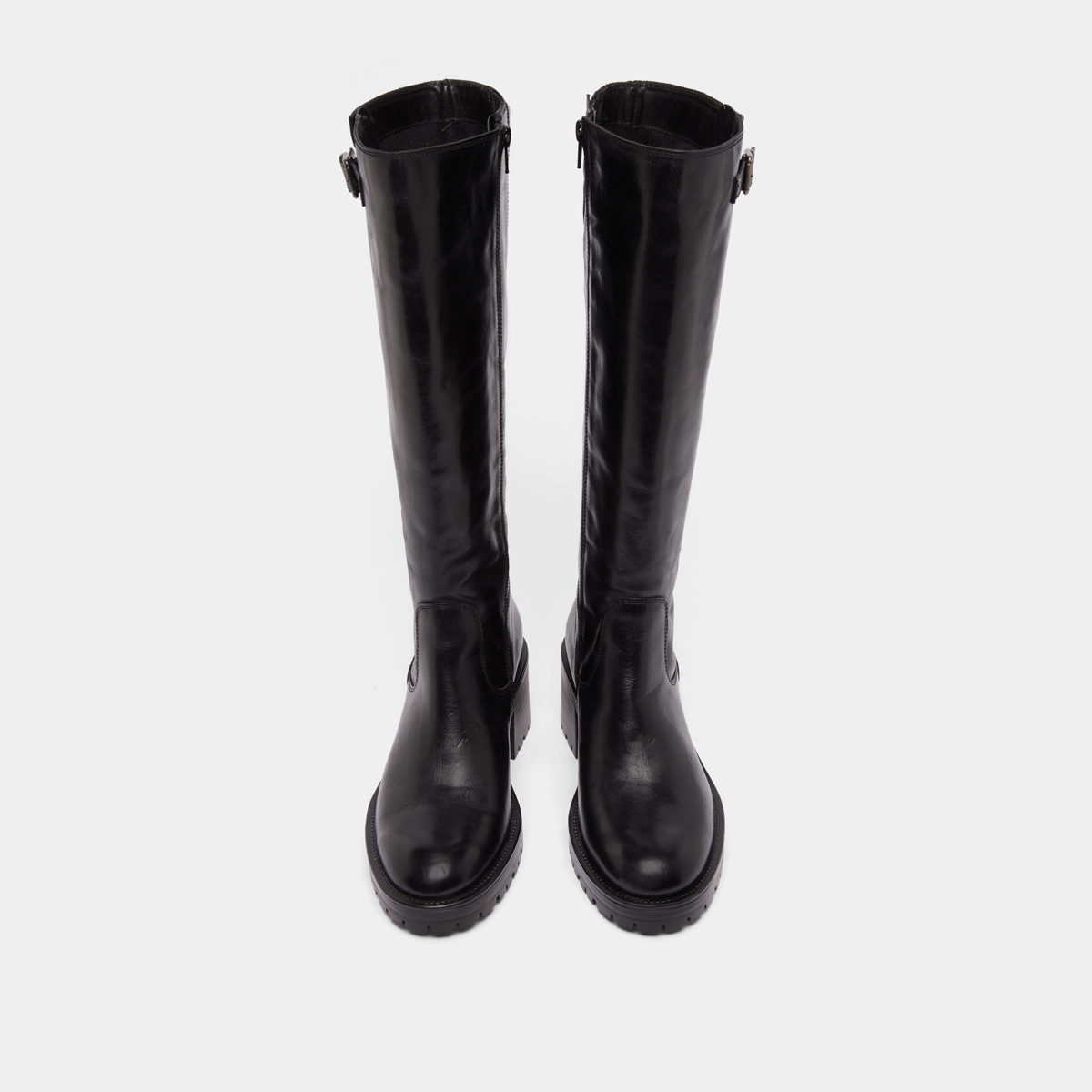 Bottes à semelles crantées in black leather | CECILIEN