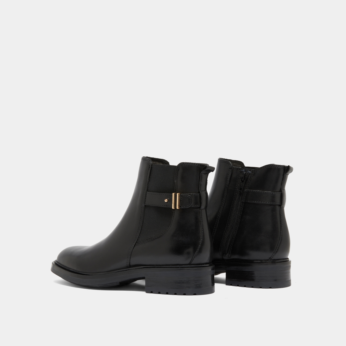 Boots basses à talons crantés in black leather | GABIN