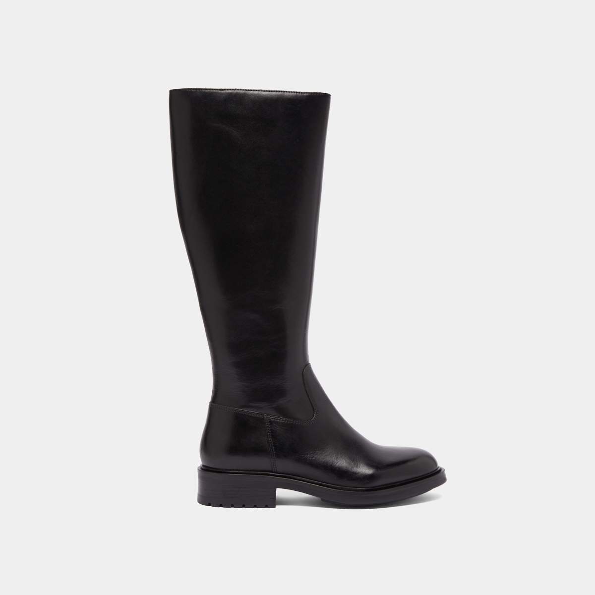 Bottes à talons crantés in black leather | GRACIANA