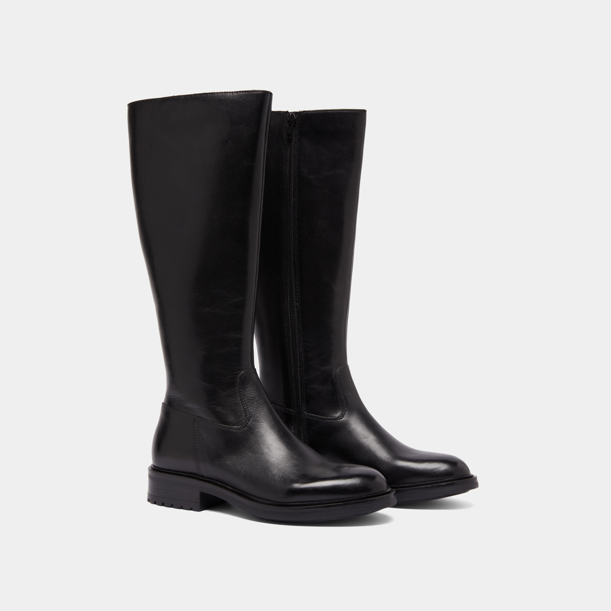 Bottes à talons crantés in black leather | GRACIANA