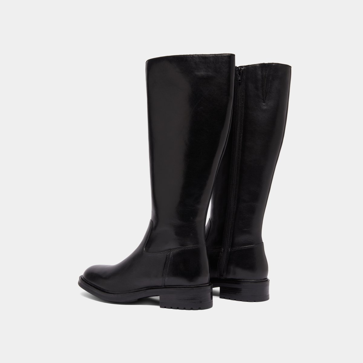 Bottes à talons crantés in black leather | GRACIANA