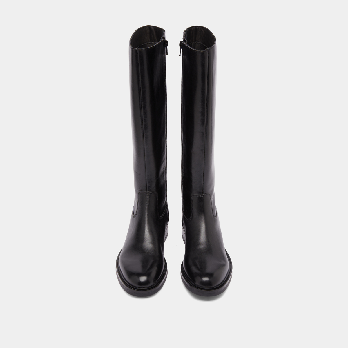 Bottes à talons crantés in black leather | GRACIANA