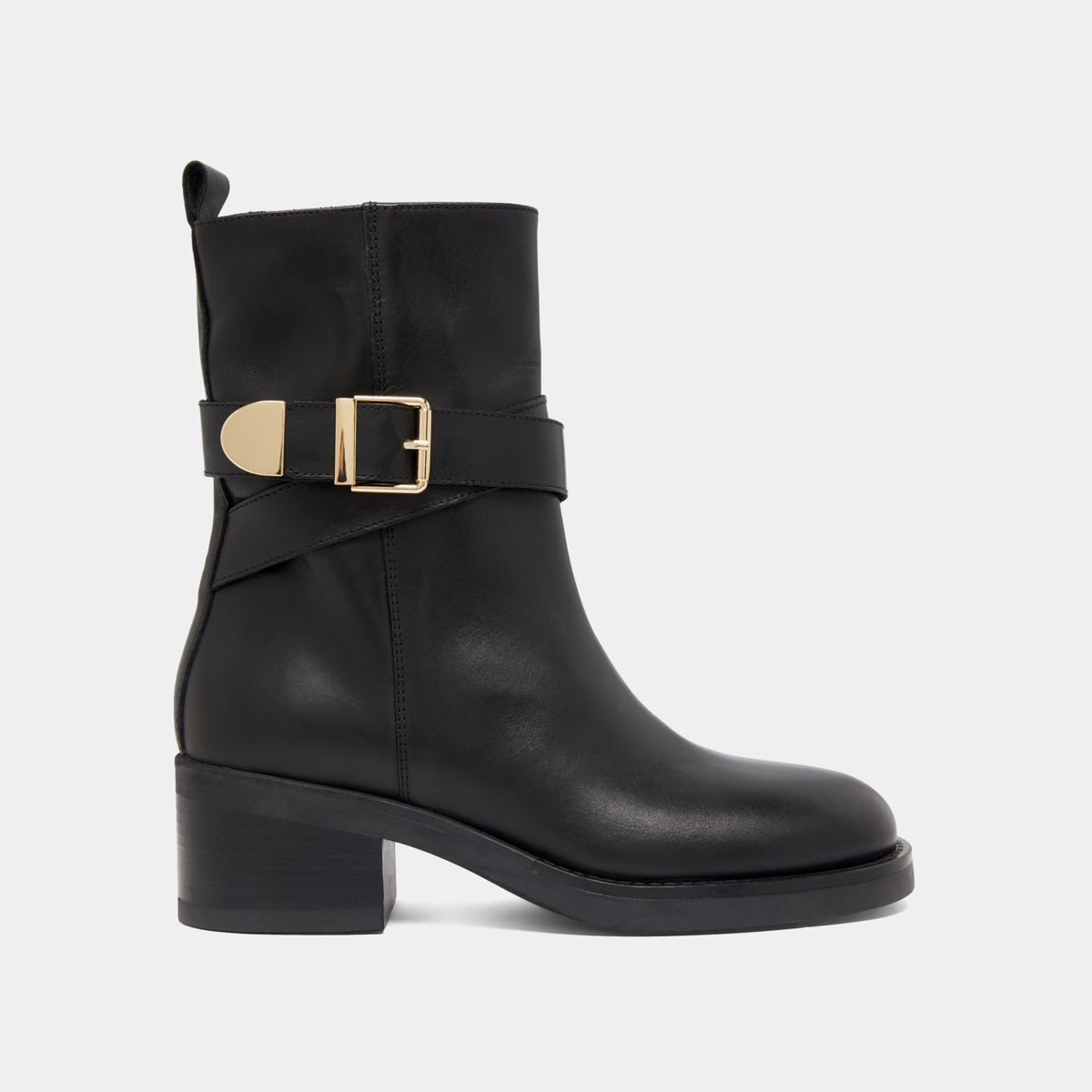 Bottines à boucles in black leather | IMA