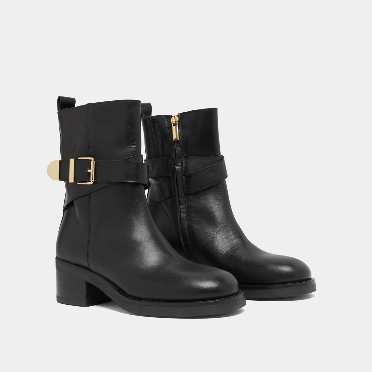 Bottines à boucles in black leather | IMA