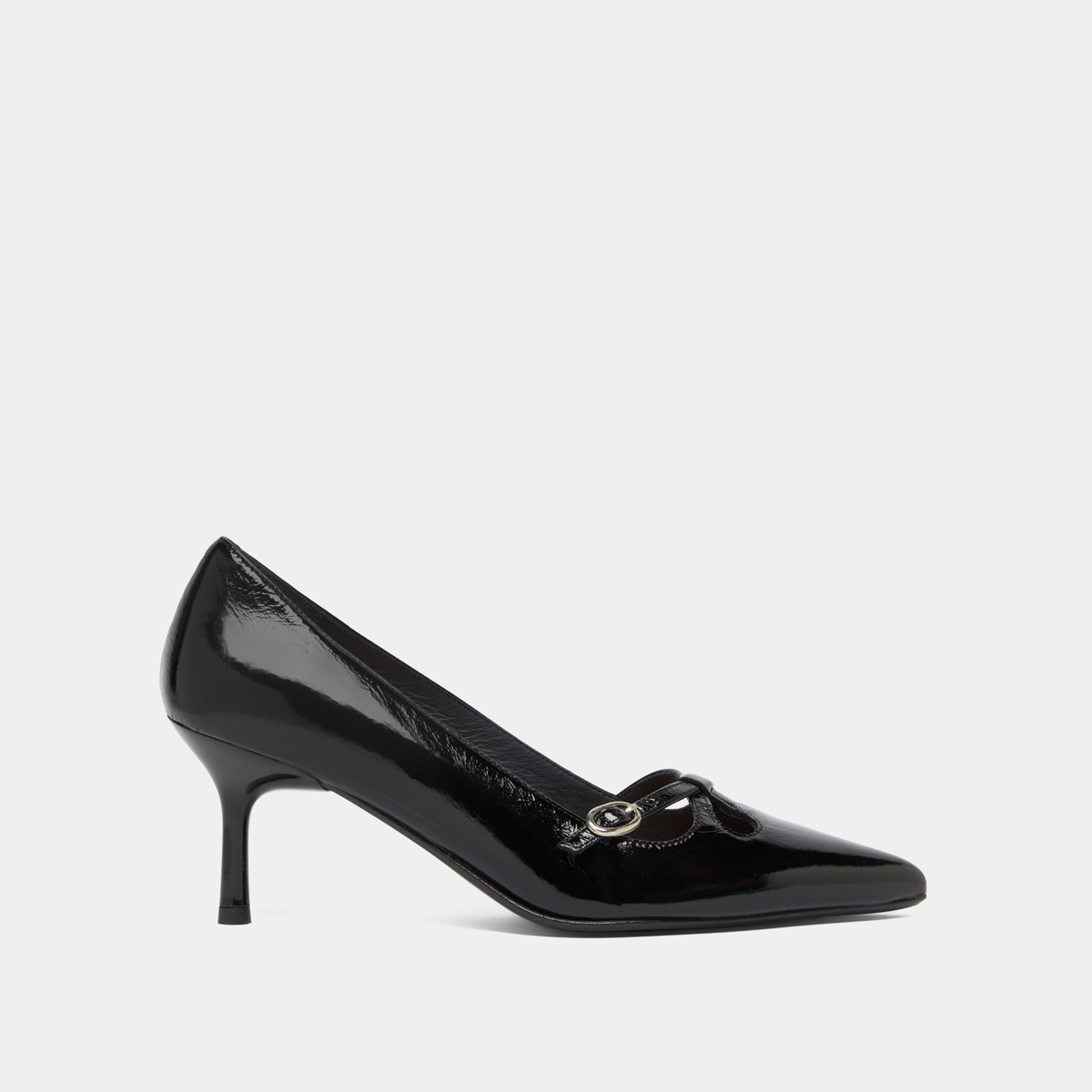 Escarpins à brides croisées in black shiny leather | DOUCHKA