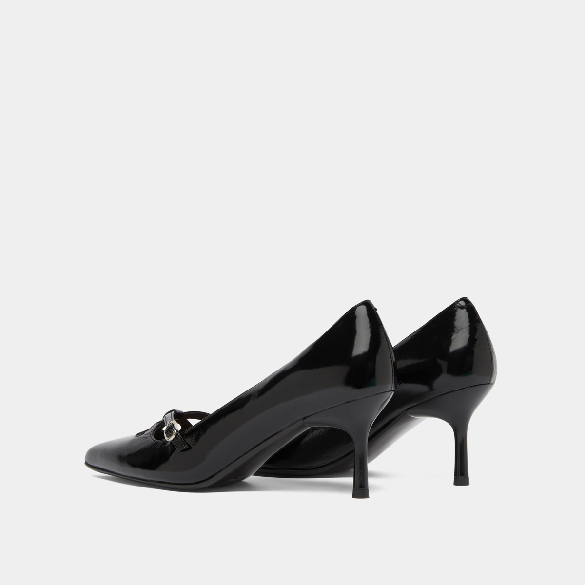 Escarpins à brides croisées in black shiny leather | DOUCHKA
