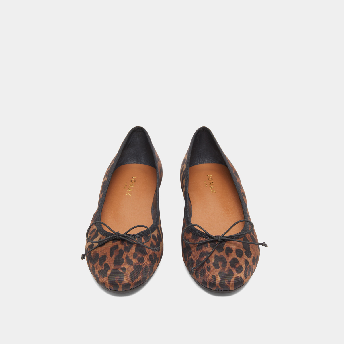 Ballerines à lacets in brown leopard textile | DELFINA
