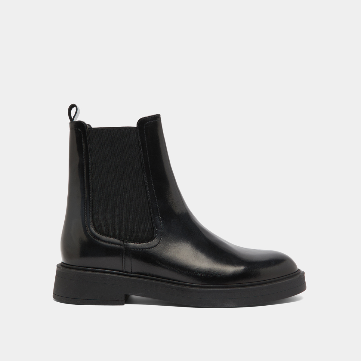 Boots à bouts ronds in grey glazed leather | AGEN