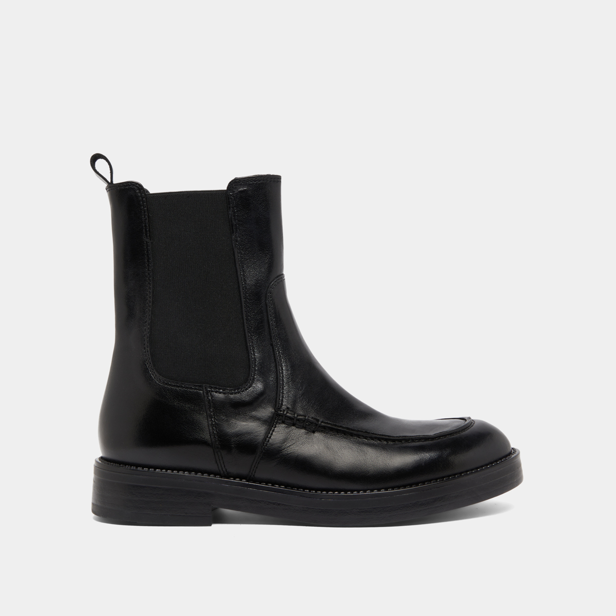Boots à élastiques larges in black leather | ALLAN