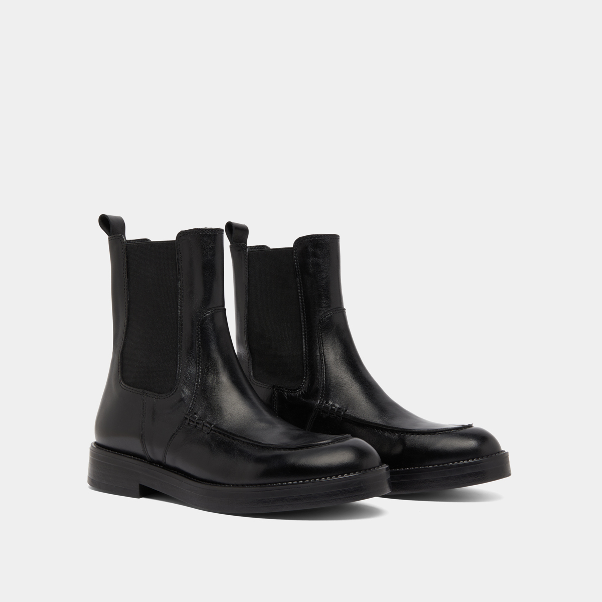 Boots à élastiques larges in black leather | ALLAN