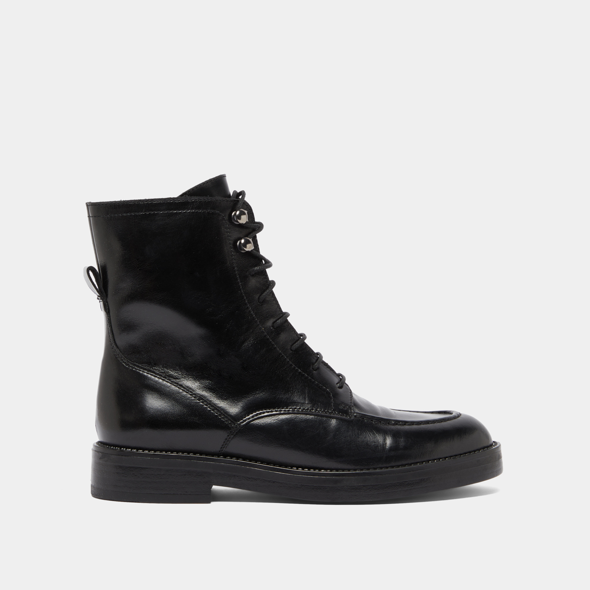 Boots à lacets in black leather | ALIDA