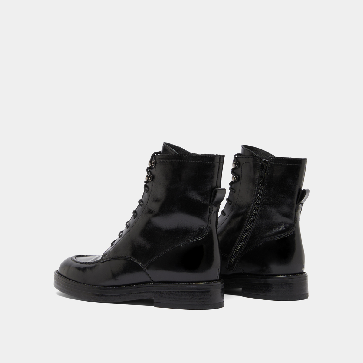 Boots à lacets in black leather | ALIDA