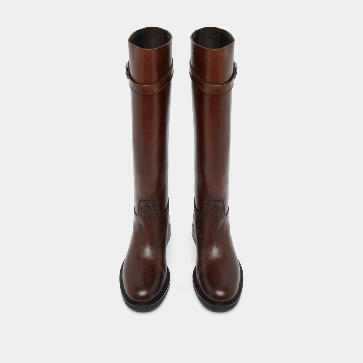 Bottes hautes in cognac patinated leather | ROMANE