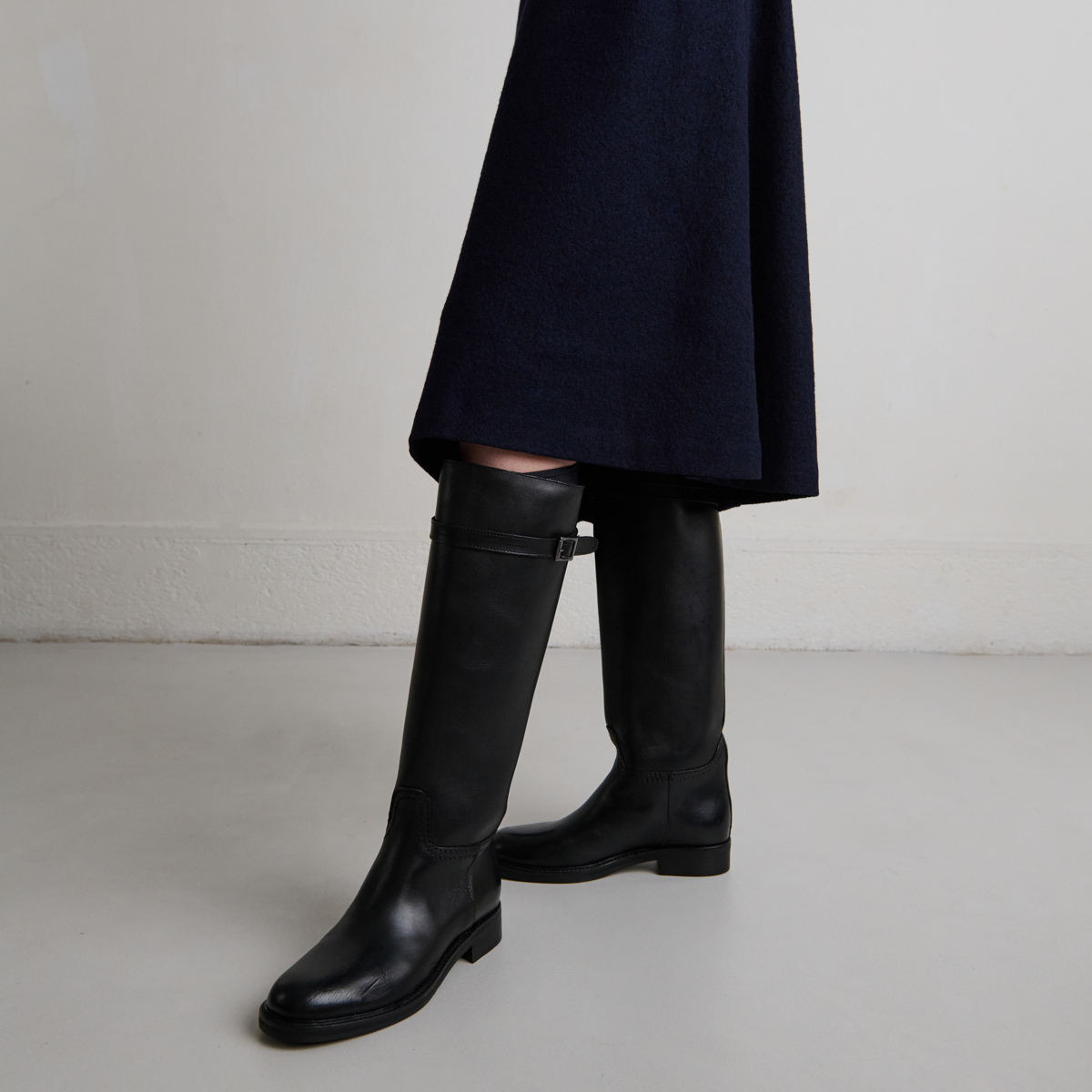 High boots in black leather | ROMANE