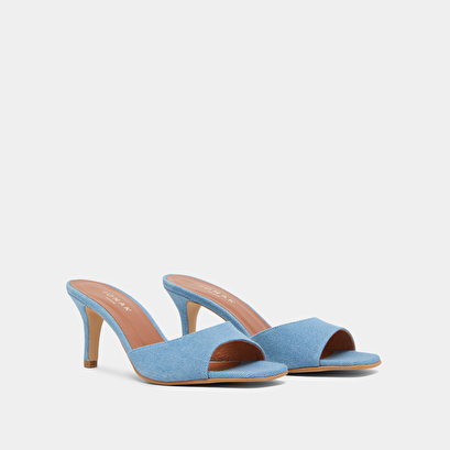 Heeled mules in blue denim | VERTIGO