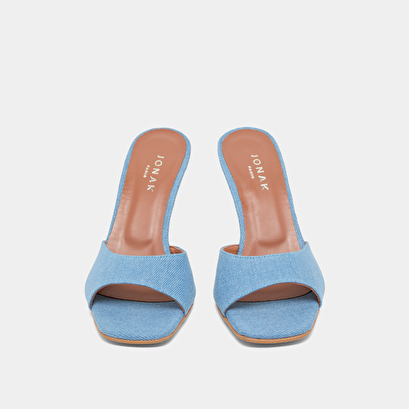 Heeled mules in blue denim | VERTIGO
