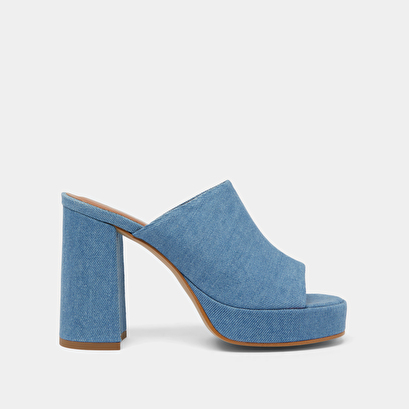 Mules with heels in blue denim | DARJELING