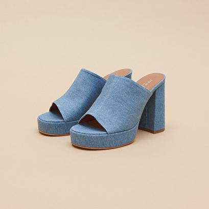 Mules with heels in blue denim | DARJELING