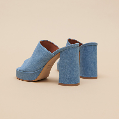 Mules with heels in blue denim | DARJELING