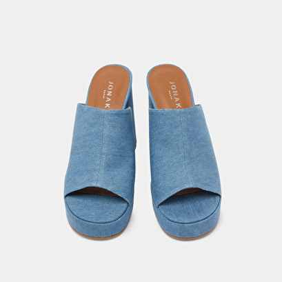 Mules with heels in blue denim | DARJELING