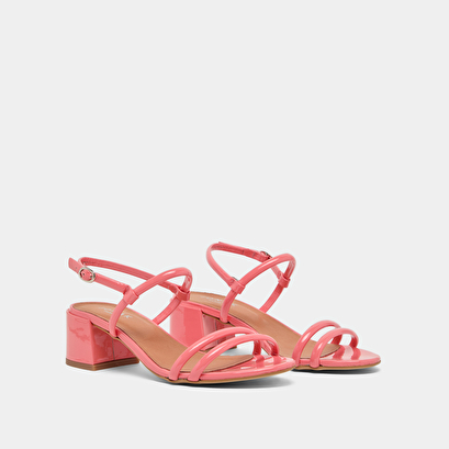 Heeled sandals in coral patent | ADAM