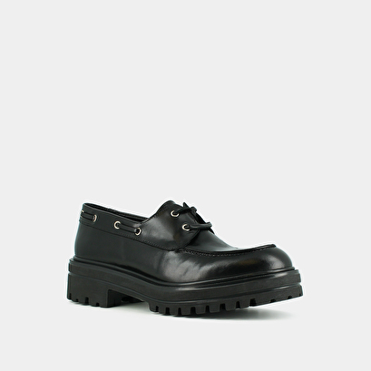 Derbies &agrave; lacets in black leather | angelus