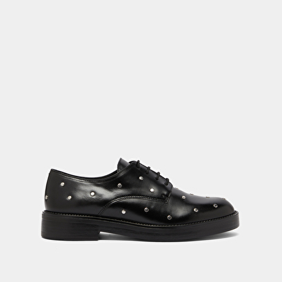 Derbies &agrave; d&eacute;tails argent&eacute;s in black leather | astou