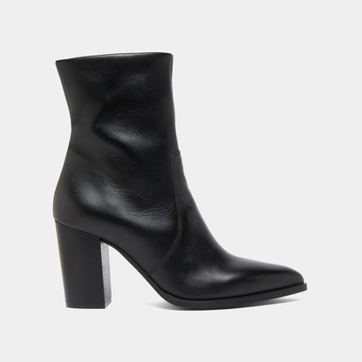 Bottines &agrave; talons in black leather | perle