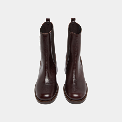 Heeled ankle boots with elastics dark brown
