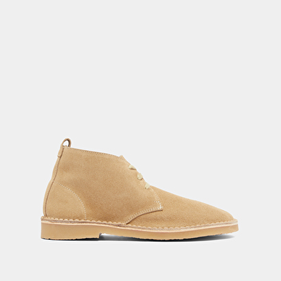 Boots basses &agrave; lacets in beige suede | maxime