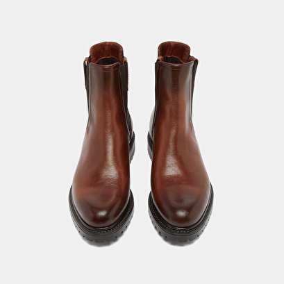 Lowboots with notched soles and elastic in cognac patinated leather | candide