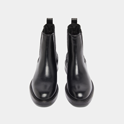 Boots &agrave; fronces in black leather | cleandre
