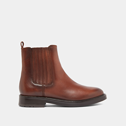Boots &agrave; fronces in cognac patinated leather | cleandre