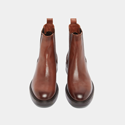 Boots &agrave; fronces in cognac patinated leather | cleandre
