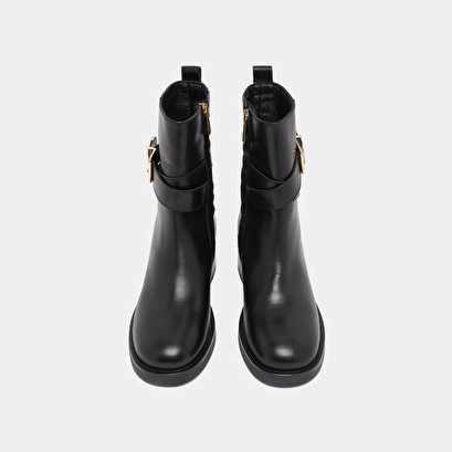 Bottines &agrave; boucles in black leather | ima