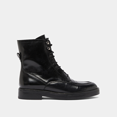 Boots &agrave; lacets in black leather | alida