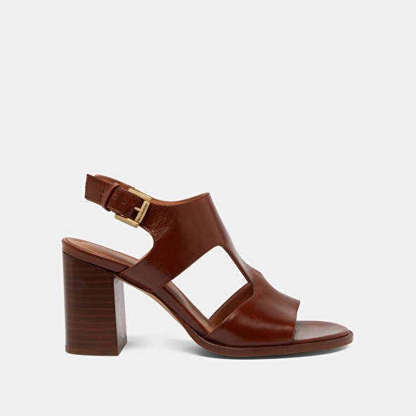 Heeled sandals in brown leather | DING