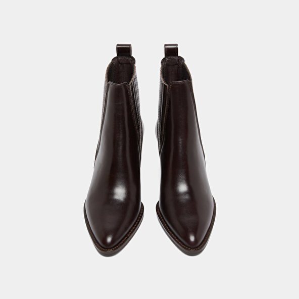Boots à petits talons biseautés et élastiques in dark brown leather | BAILEY