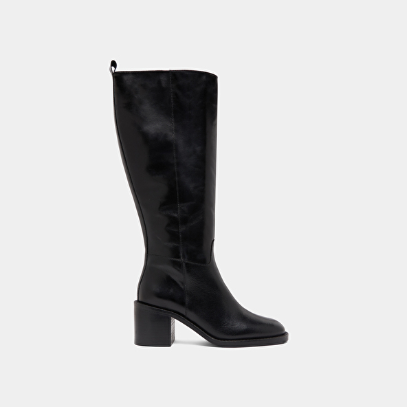Knee-high boots in black leather calf size M | BONNIE
