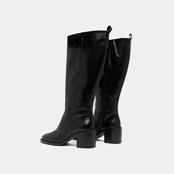 Knee-high boots in black leather calf size M | BONNIE