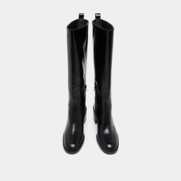 Knee-high boots in black leather calf size M | BONNIE