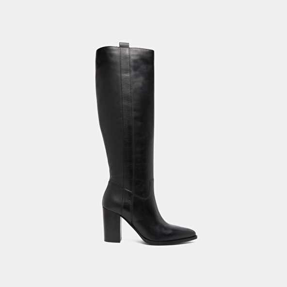 Bottes à hauts talons et bouts pointus in black leather | PECHE