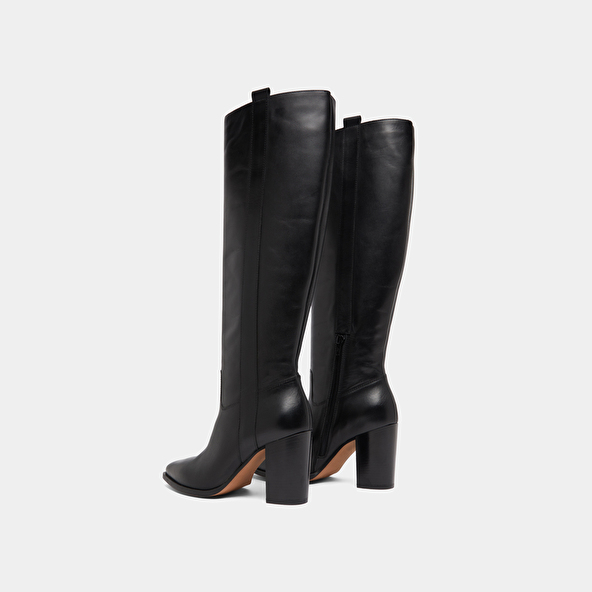 Bottes à hauts talons et bouts pointus in black leather | PECHE
