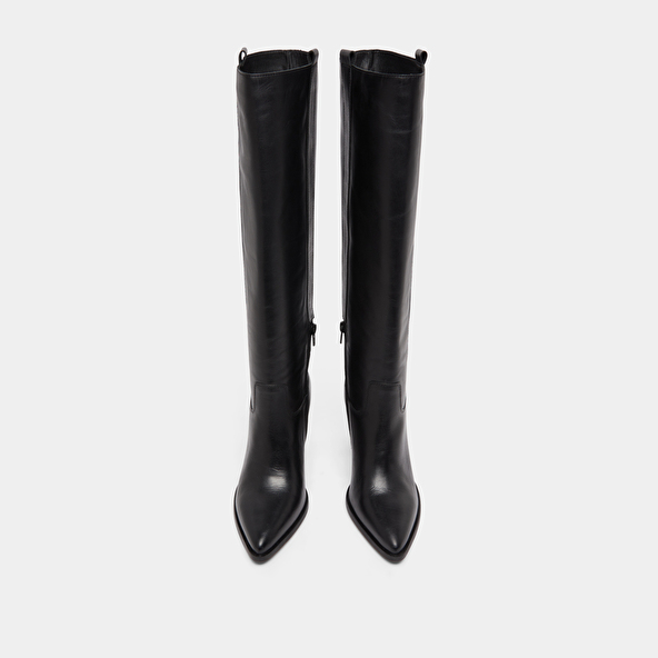 Bottes à hauts talons et bouts pointus in black leather | PECHE