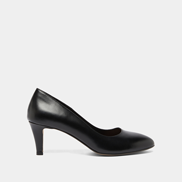 Escarpins &agrave; bouts arrondis in black leather | VELIA