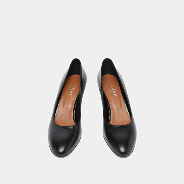 Escarpins &agrave; bouts arrondis in black leather | VELIA