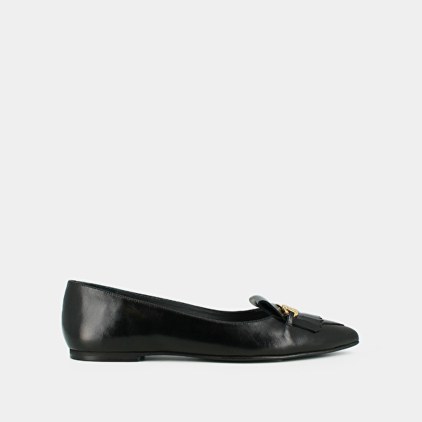 Ballerines à mors dorés in black leather | DIESE
