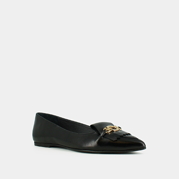 Ballerines à mors dorés in black leather | DIESE